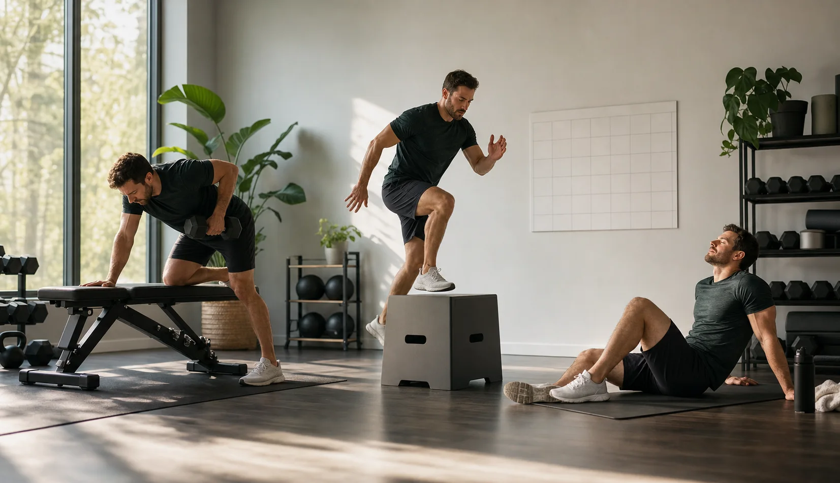 A 90-day fitness timeline with progressive training blocks and recovery days